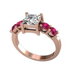 Swarovski ve rodolit garnet 18 ayar rose altın yüzük