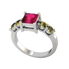 Rodolit garnet ve peridot 925 ayar gümüş yüzük