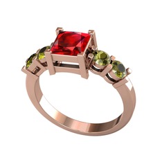 Garnet ve peridot 18 ayar rose altın yüzük