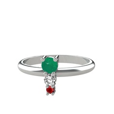 Madga Yüzük - Kök zümrüt, swarovski ve garnet 925 ayar gümüş yüzük #1hmoa89