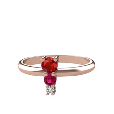 Garnet, rodolit garnet ve beyaz zirkon 8 ayar rose altın yüzük