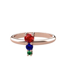 Garnet, lab safir ve yeşil kuvars 8 ayar rose altın yüzük
