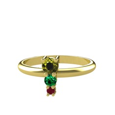 Madga Yüzük - Peridot, yeşil kuvars ve kök yakut 14 ayar altın yüzük #1wvq66e