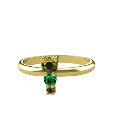 Madga Yüzük - Peridot ve yeşil kuvars 18 ayar altın yüzük #2uavuj