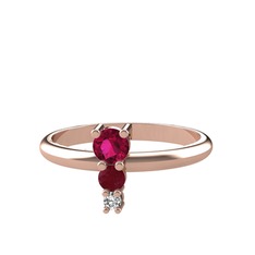 Madga Yüzük - Rodolit garnet, kök yakut ve swarovski 14 ayar rose altın yüzük #z6vkll