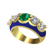 Aura Yüzük - Yeşil kuvars ve pırlanta 14 ayar altın yüzük (2 karat, lacivert mineli) #184oylg