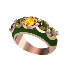 Aura Yüzük - Sitrin ve peridot 18 ayar rose altın yüzük (Yeşil mineli) #1o6v3as