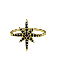 Kutup Yıldızı Yüzük - Siyah zirkon 925 ayar altın kaplama gümüş yüzük #1fjmcpl
