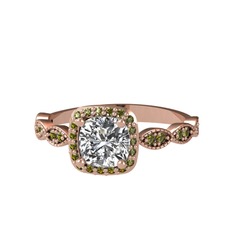 Minimal Tate Yüzük - Swarovski ve peridot 14 ayar rose altın yüzük #lok24g