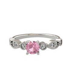 Minimal Meria Yüzük - Pembe kuvars ve swarovski 925 ayar gümüş yüzük #1rerlqp