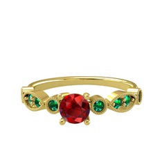 Minimal Meria Yüzük - Garnet ve yeşil kuvars 18 ayar altın yüzük #1sibdv7