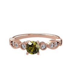 Minimal Meria Yüzük - Peridot ve swarovski 18 ayar rose altın yüzük #3uixfq