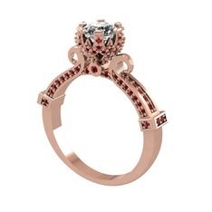 Kraliyet Tektaş Yüzük - Swarovski ve garnet 18 ayar rose altın yüzük #53ixmy