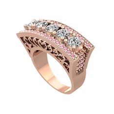 Swarovski ve pembe kuvars 8 ayar rose altın yüzük