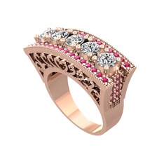 Adalan Yüzük - Swarovski ve rodolit garnet 14 ayar rose altın yüzük #web5j7