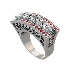 Swarovski ve garnet 925 ayar gümüş yüzük