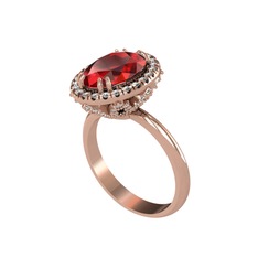 Garnet ve swarovski 18 ayar rose altın yüzük