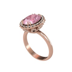 Maahes Yüzük - Pembe kuvars ve swarovski 925 ayar rose altın kaplama gümüş yüzük #1iiu716