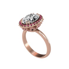 Maahes Yüzük - Swarovski ve rodolit garnet 8 ayar rose altın yüzük #se3ykj