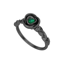 Naila Gül Yüzük - Yeşil kuvars 925 ayar siyah rodyum kaplama gümüş yüzük #1t2or57