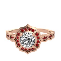 Minimal Arden Yüzük - Swarovski ve garnet 8 ayar rose altın yüzük #1ak3dpr