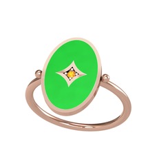 Amara Yüzük - Sitrin 925 ayar rose altın kaplama gümüş yüzük (Yeşil mineli) #1wmenc4