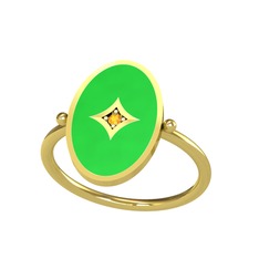 Amara Yüzük - Sitrin 8 ayar altın yüzük (Yeşil mineli) #71g9s8