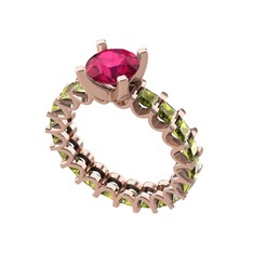 Divya Tamtur Yüzük - Rodolit garnet ve peridot 8 ayar rose altın yüzük #davisn