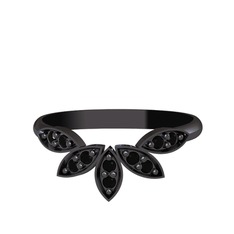 Minimal Taç Yüzük - Siyah zirkon 925 ayar siyah rodyum kaplama gümüş yüzük #1nbdyjs