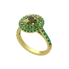 Lyra Yüzük - Peridot ve yeşil kuvars 925 ayar altın kaplama gümüş yüzük #10alfu8