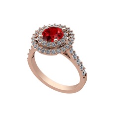 Garnet ve swarovski 18 ayar rose altın yüzük