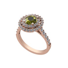 Lyra Yüzük - Peridot ve swarovski 14 ayar rose altın yüzük #1pq0r1b