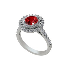 Garnet ve swarovski 925 ayar gümüş yüzük