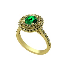 Lyra Yüzük - Yeşil kuvars ve peridot 18 ayar altın yüzük #z14ppr