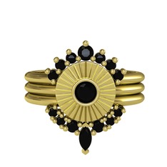 Minimal Tria Cora Yüzük - Siyah zirkon 18 ayar altın yüzük #15mcifp