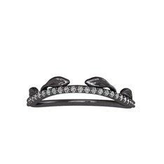 Vigo Yaprak Yüzük - Swarovski 925 ayar siyah rodyum kaplama gümüş yüzük #1h60x4f