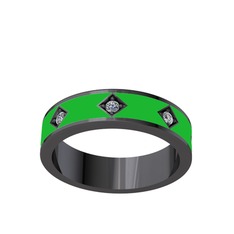 Fharsa Tamtur Yüzük - Swarovski 925 ayar siyah rodyum kaplama gümüş yüzük (Yeşil mineli) #j79r5h