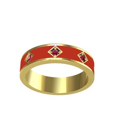 Fharsa Tamtur Yüzük - Rodolit garnet 925 ayar altın kaplama gümüş yüzük (Kırmızı mineli) #o58cj0