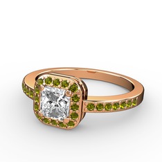 Sarette Tektaş Yüzük - Swarovski ve peridot 18 ayar rose altın yüzük #16c00n7