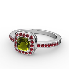 Peridot ve garnet 925 ayar gümüş yüzük