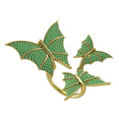 Diana Kelebek Yüzük - Yeşil kuvars 14 ayar altın yüzük #14dv4qx