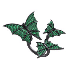 Diana Kelebek Yüzük - Yeşil kuvars 925 ayar siyah rodyum kaplama gümüş yüzük #15v3f80