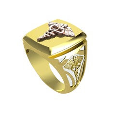Runa Caduceus Yüzük - 14 ayar rose altın yüzük (Beyaz mineli) #a99mui