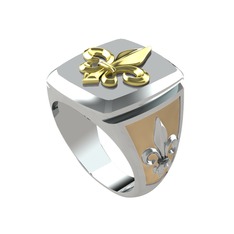Runa Fleur De Lis Yüzük - 925 ayar altın kaplama gümüş yüzük (Ekru mineli) #1q790s0