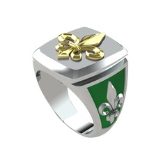 Runa Fleur De Lis Yüzük - 925 ayar altın kaplama gümüş yüzük (Yeşil mineli) #f72skf