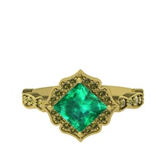 Minimal Gea Yüzük - Yeşil kuvars ve peridot 14 ayar altın yüzük #168rnv2