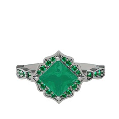 Minimal Gea Yüzük - Kök zümrüt ve yeşil kuvars 925 ayar gümüş yüzük #1983dq5