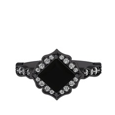 Minimal Gea Yüzük - Siyah zirkon ve beyaz zirkon 925 ayar siyah rodyum kaplama gümüş yüzük #3u9jyh