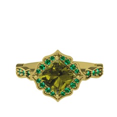 Minimal Gea Yüzük - Peridot ve yeşil kuvars 925 ayar altın kaplama gümüş yüzük #cqes9q