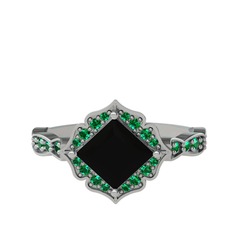 Minimal Gea Yüzük - Siyah zirkon ve yeşil kuvars 925 ayar gümüş yüzük #gqrwiq